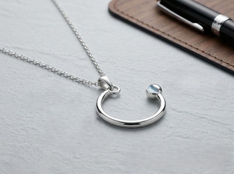 Minimal Curved Pendant Necklace